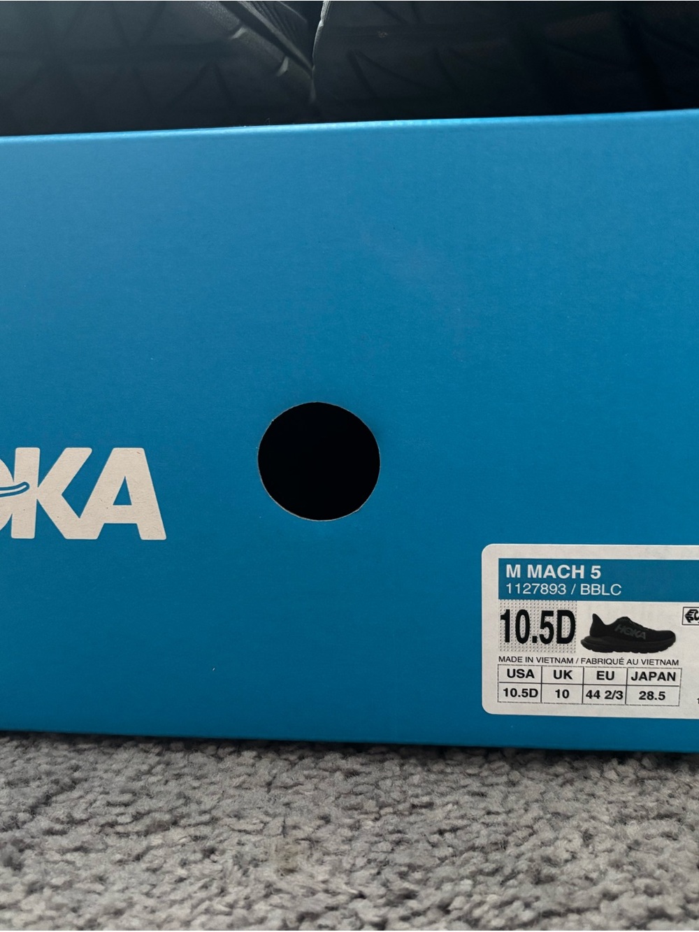 HOKA Mach 5 Men’s 10.5 D All Black Running Shoes 1127893 W/ Box - Like New - Picture 2 of 6